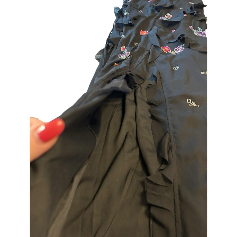 NWT - ASOS Design Black Floral Sequined Gown - Size 12 - Picture 11 of 16